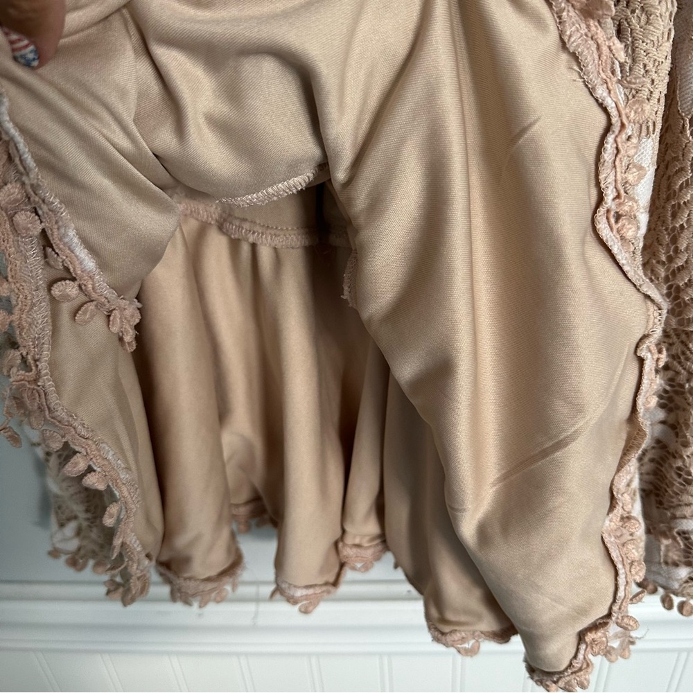Saints and Secrets Floral Faux Wrap Ruffle Lace Mini Dress - Picture 10 of 15